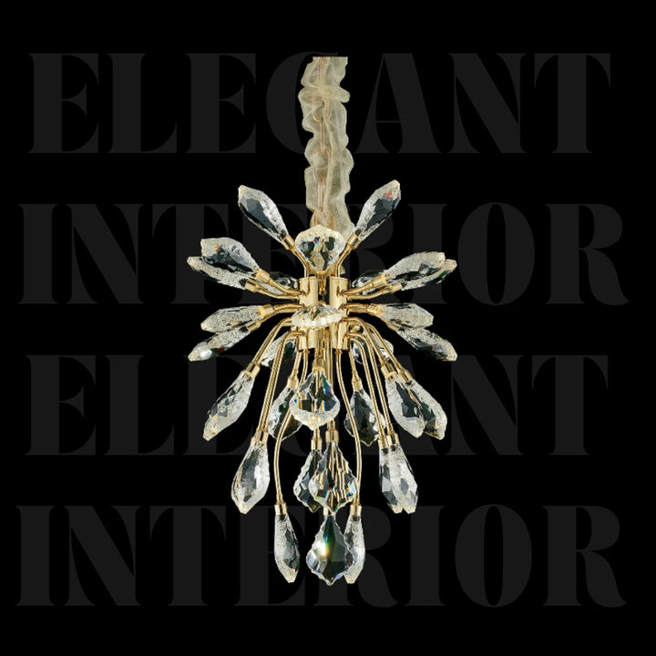 Donya Crystal Leaf Gold Branch chandelier featuring luxurious gold branches with sparkling crystal accents