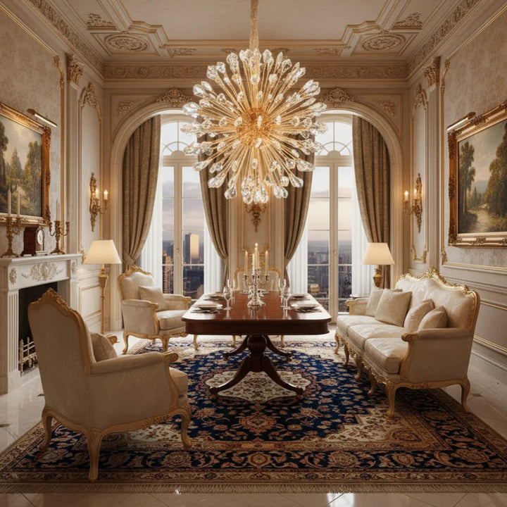 Donya Crystal Starburst Chandelier in Luxury Living Room Modern Elegant Lighting