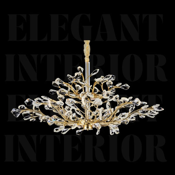 Donya Crystal Vine Gold Chandelier featuring elegant gold frame and cascading crystal vine design