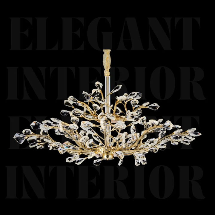 Donya Crystal Vine Gold Chandelier featuring elegant gold frame and cascading crystal vine design