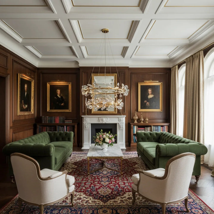 Donya Double Halo crystal branch chandelier luxury lighting for living room view