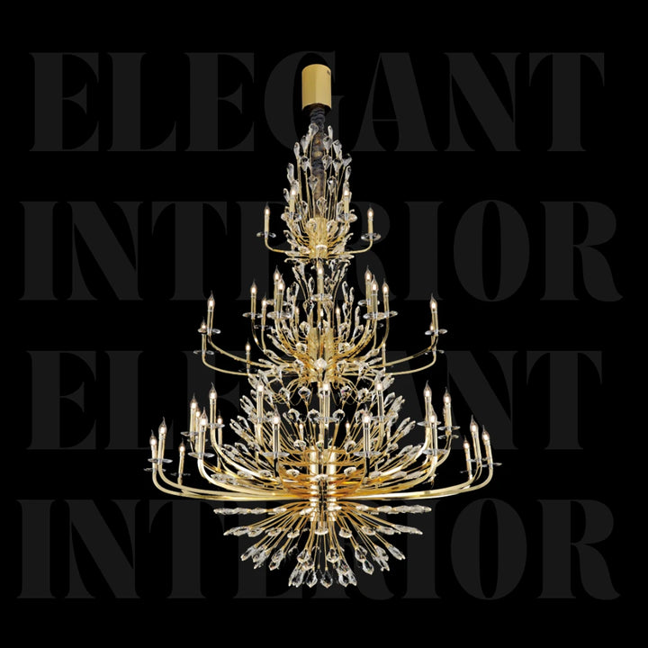 Donya Gold Crystal Chandelier featuring luxurious gold finish with elegant sparkling crystal accents