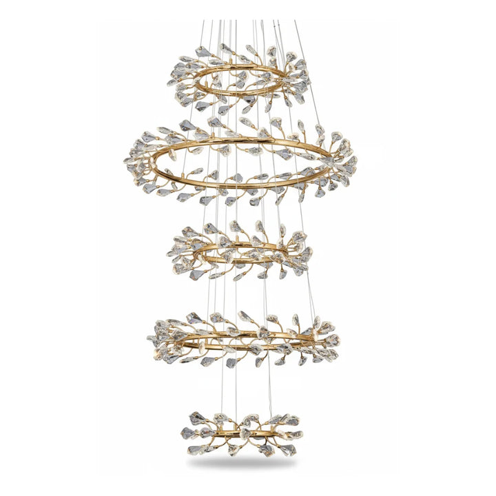 Donya Laurel Cascade Multi-Ring crystal chandelier modern luxury lighting design