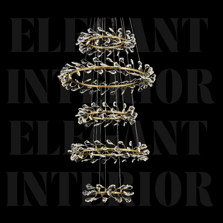 Donya Laurel Cascade Multi-Ring crystal chandelier modern luxury lighting elegant design