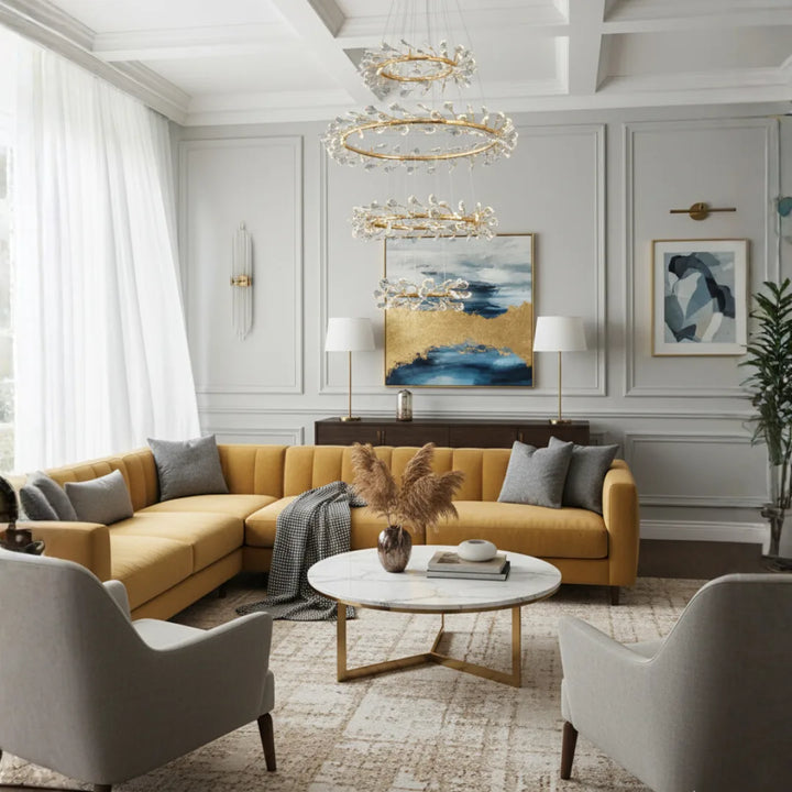 Donya Laurel Cascade Multi-Ring crystal chandelier luxury lighting for living room