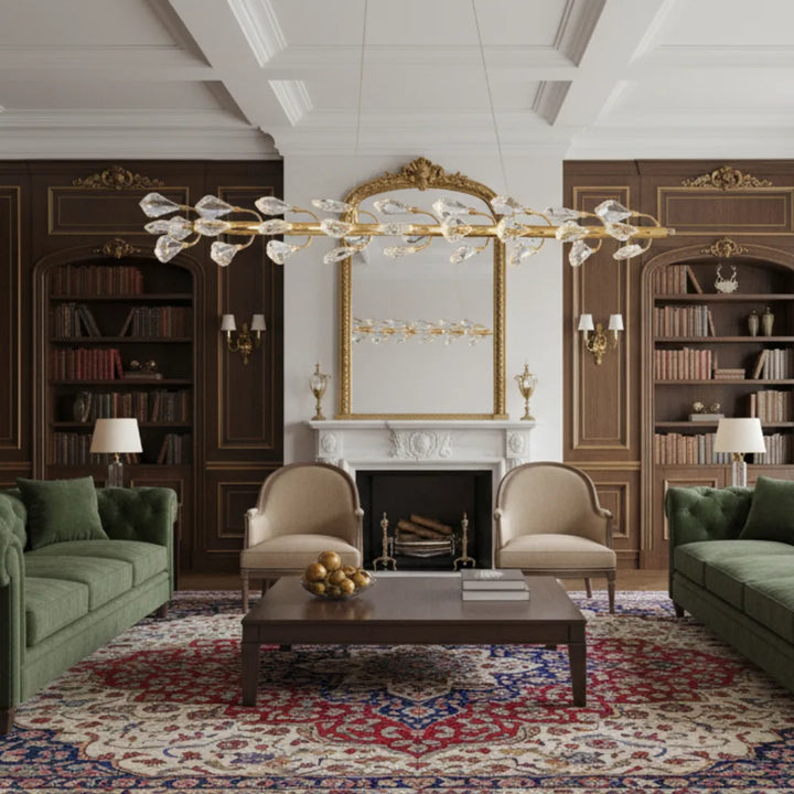 Donya Laurel Crystal Branch linear pendant luxury lighting for living room