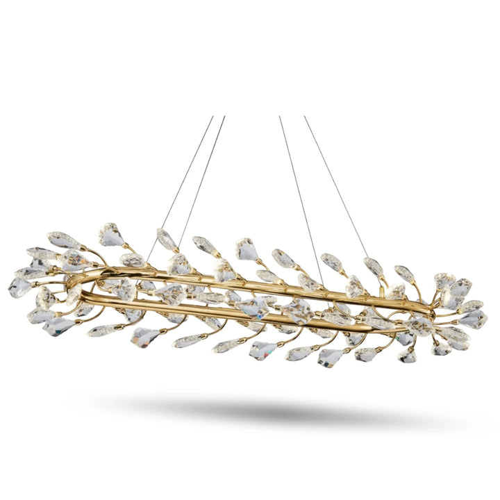 Donya Linear Crystal Laurel chandelier modern luxury lighting elegant design
