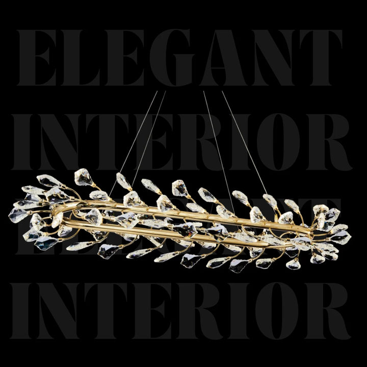 Donya Linear Crystal Laurel chandelier modern luxury lighting elegant design