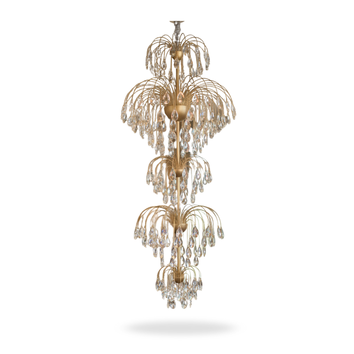 Donya Luxury Crystal Cascade chandelier featuring elegant multi-tiered design with sparkling crystals
