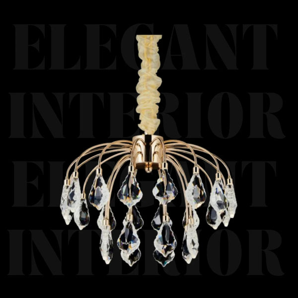 Donya Luxury Crystal Dewdrop Gold Chandelier Modern Elegant Lighting for Home