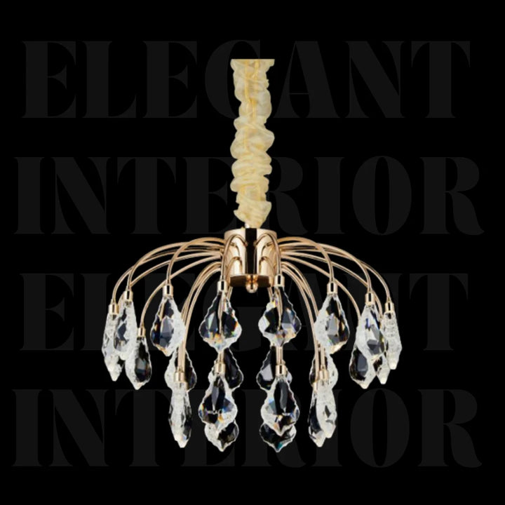 Donya Luxury Crystal Dewdrop Gold Chandelier Modern Elegant Lighting for Home