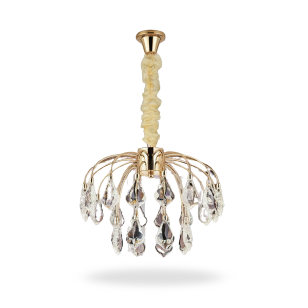 Donya Luxury Crystal Dewdrop Gold chandelier featuring elegant gold finish with cascading crystal drops