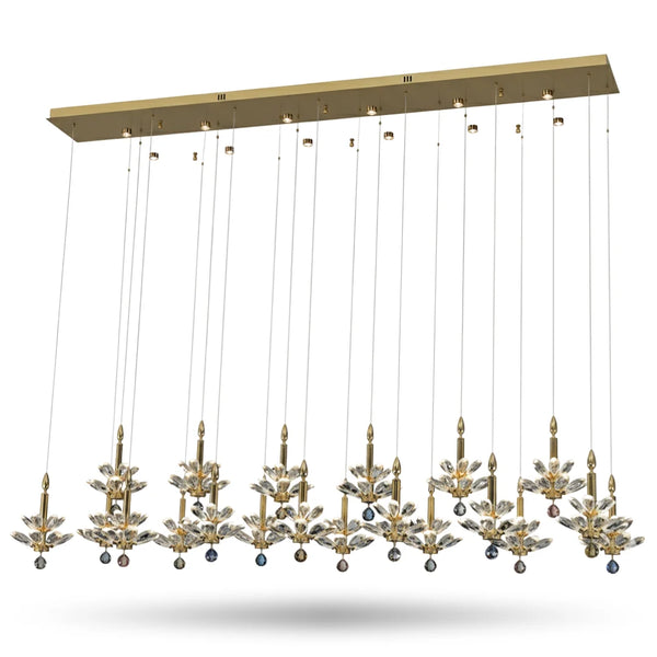 Donya Majestic Crystal Blossom linear chandelier modern luxury lighting design