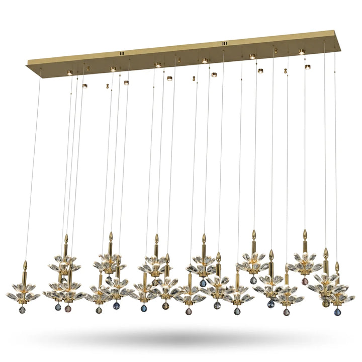 Donya Majestic Crystal Blossom linear chandelier modern luxury lighting design