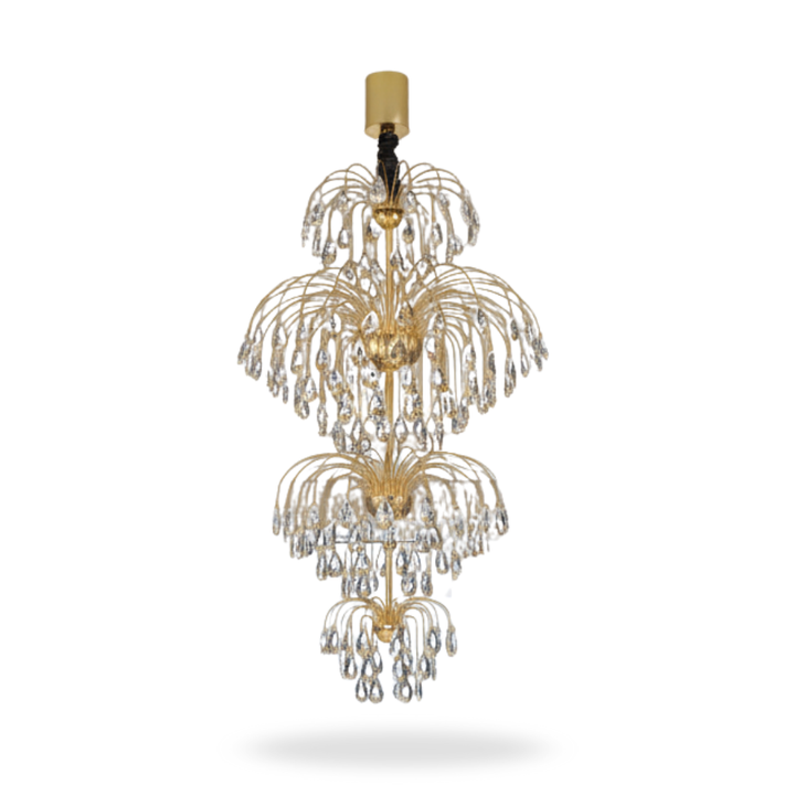 Donya Opulent Tiered Waterfall Crystal chandelier featuring luxurious cascading crystal design