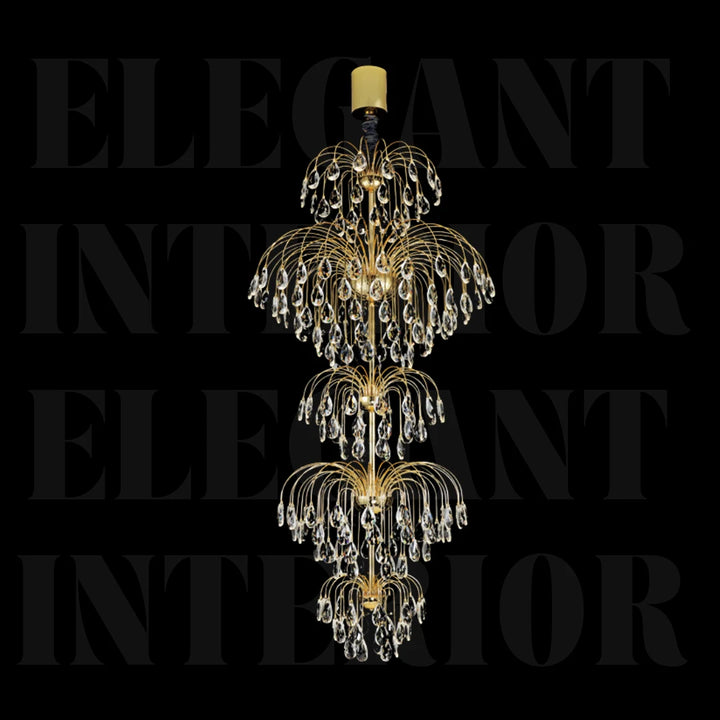 Donya Opulent Tiered Waterfall Crystal chandelier featuring luxurious cascading crystal design with elegant tiers