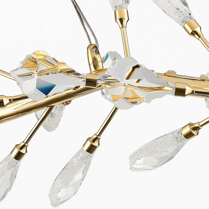 Donya crystal LED branch pendant chandelier detailed close-up