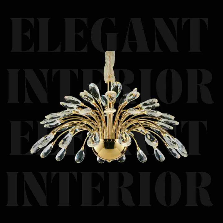 Front view of Donya Radiant Dome Crystal Chandelier showcasing elegant dome shape with sparkling crystals