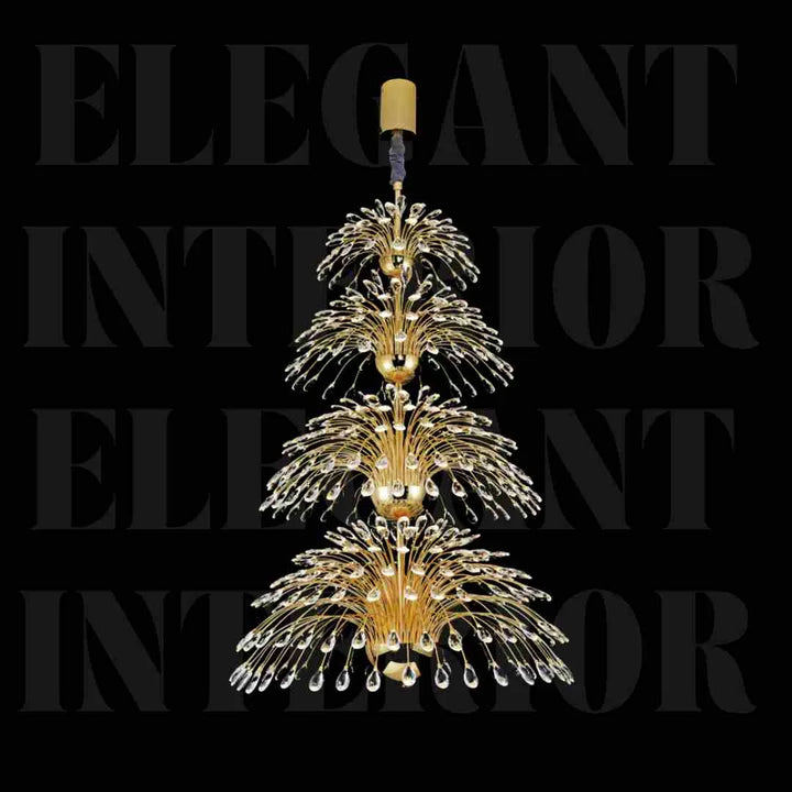 Front view of Donya Radiant Dome Crystal Chandelier featuring three-layer design with sparkling crystals