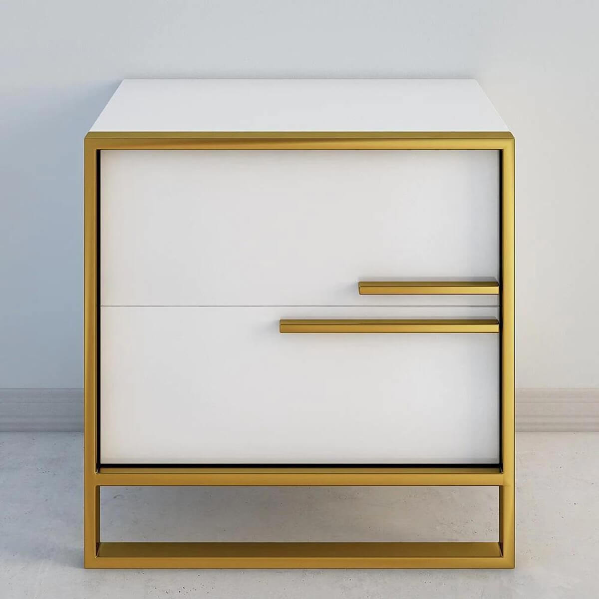 Dreamy modern MDF bedside table with clean lines and smooth finish – minimalist design featuring a spacious drawer for bedroom organization