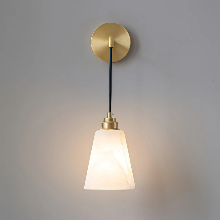 Front view of droplet alabaster wall lamp for stylish and modern home lighting