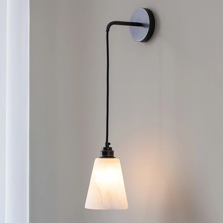 Side view of droplet alabaster wall lamp for modern and stylish home lighting décor