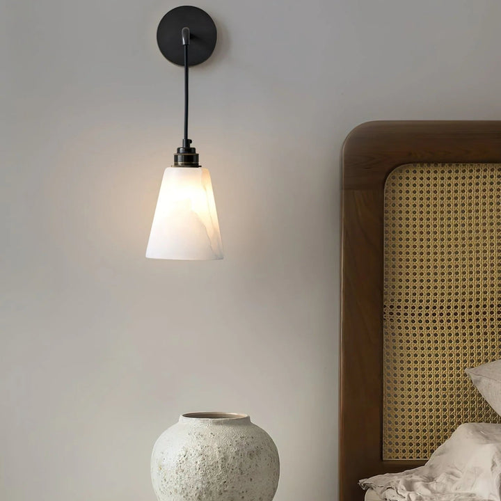 Front view of droplet alabaster wall lamp for stylish and modern home lighting décor