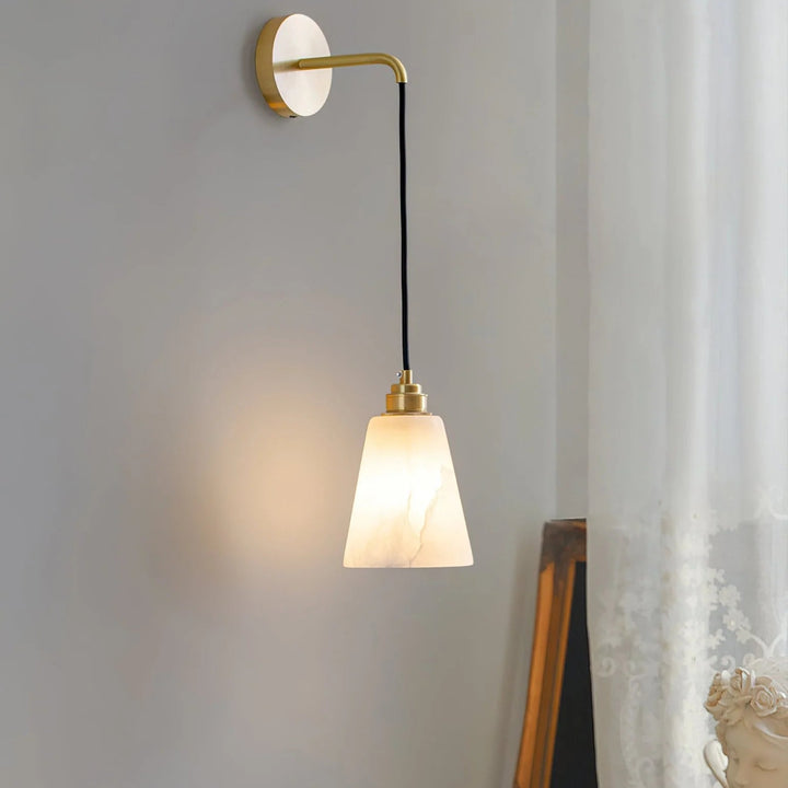 Side view of droplet alabaster wall lamp for modern and elegant home lighting décor