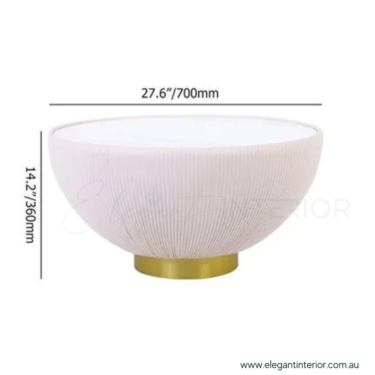 Dimension view of Drum coffee table with detailed measurements in elegant Australian interior