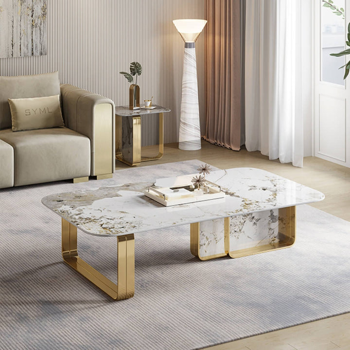 Easton Collection coffee table and console set in elegant interior with modern minimalist design