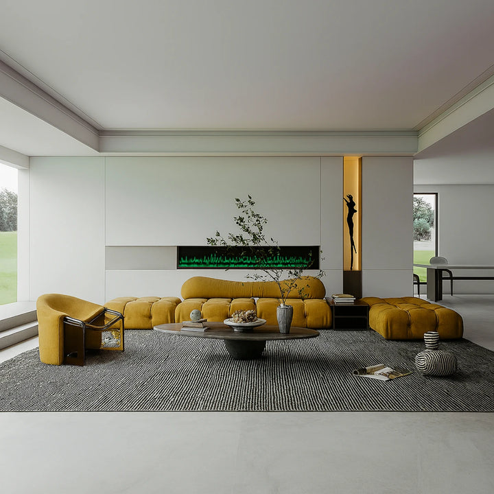 Eclipse Home 100-inch electric fireplace with multi-color flames, modern and luxurious home heating.