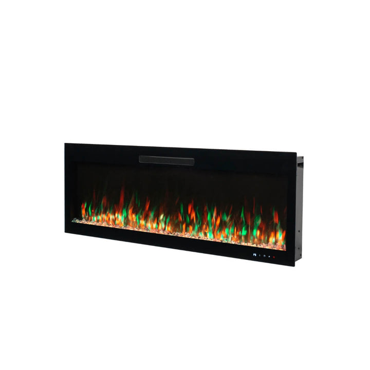 Side view of Eclipse Home 50-inch electric fireplace in a modern interior