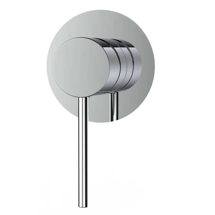 Eclipse Home round shower mixer featuring brushed nickel finish, offering a sophisticated look for modern bathrooms"