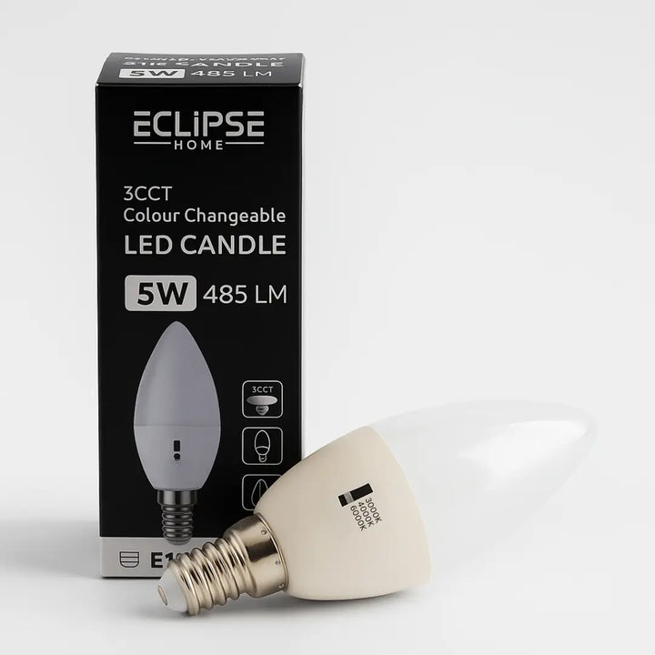 Eclipse Home 5W E14 3CCT LED candle bulbs – energy-efficient lighting with adjustable color temperature