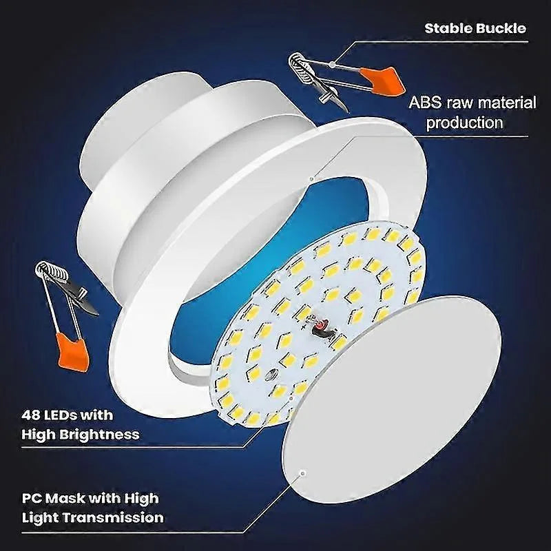 Modern eclipse LED downlight with stable buckle, made from durable ABS raw material, featuring 48 high-brightness LEDs and a PC mask for superior light transmission.