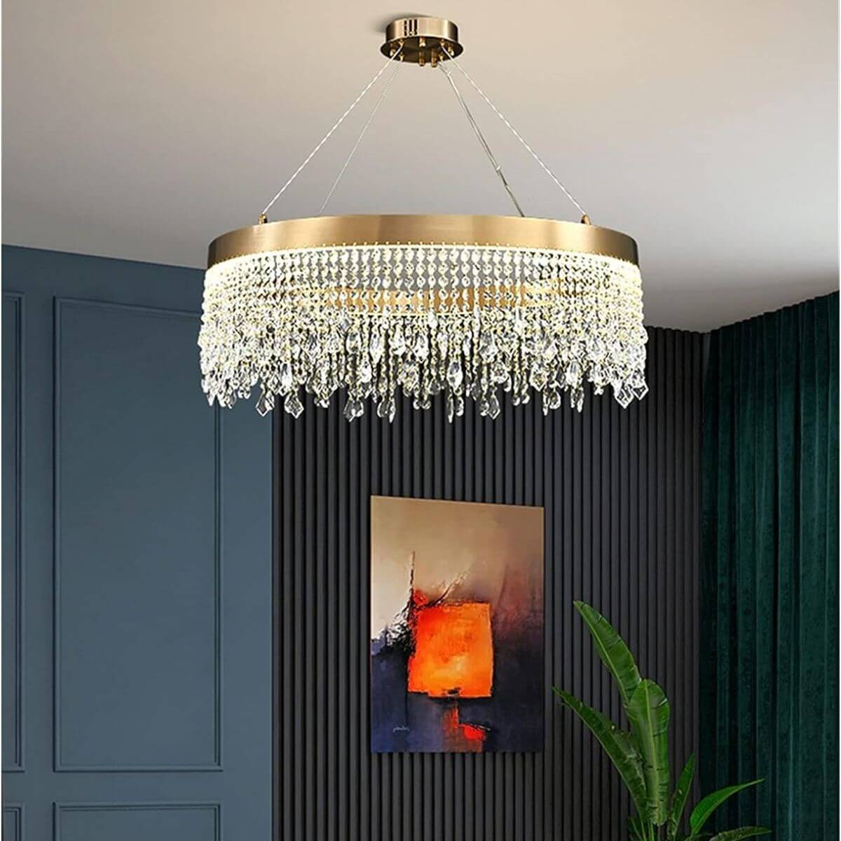 Effulgent round crystal chandelier light in Australia, blending luxury design with radiant crystal elegance