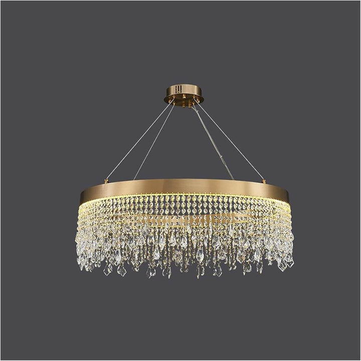 Effulgent round crystal chandelier in Australia, featuring elegant design and sparkling crystal brilliance