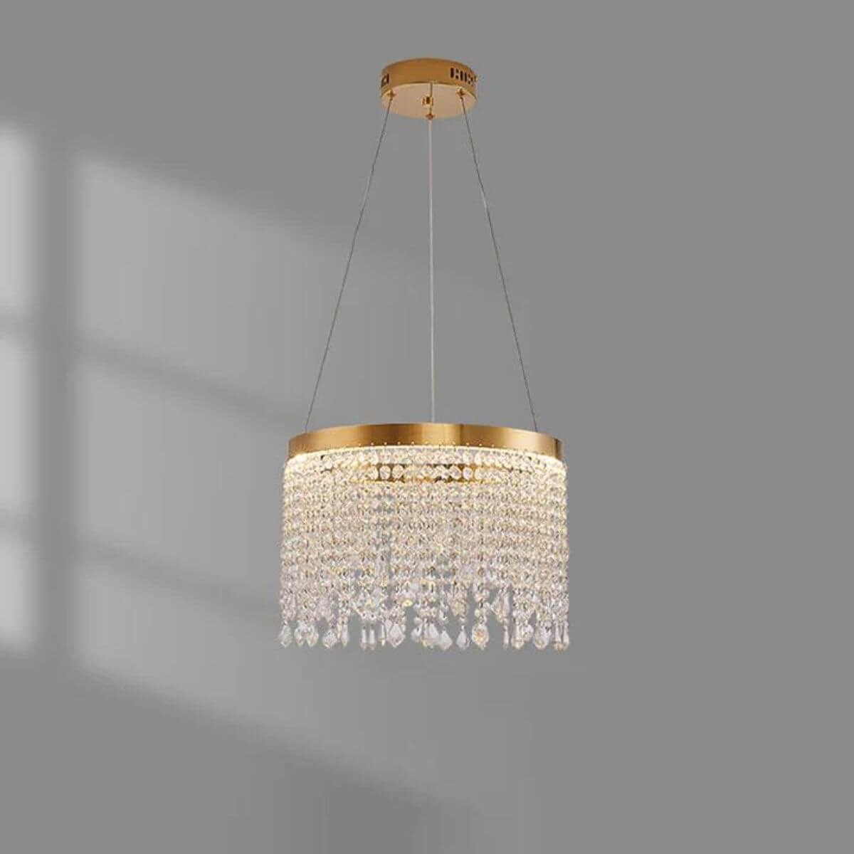 Front view of Effulgent round crystal chandelier, showcasing brilliant crystals and elegant Australian design