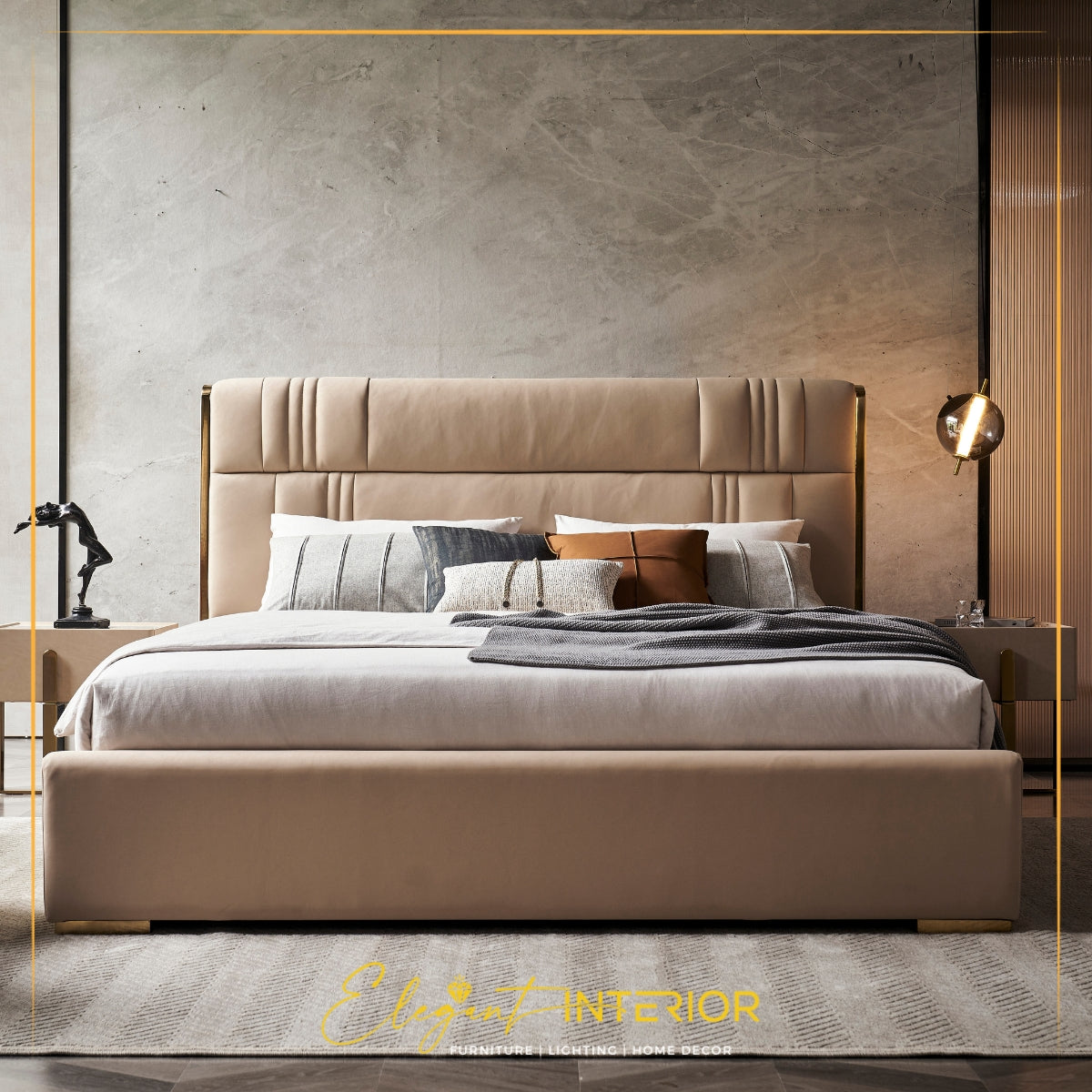 Elegance Elite custom-made queen bed with gas lift storage mechanism, featuring sleek design and premium craftsmanship