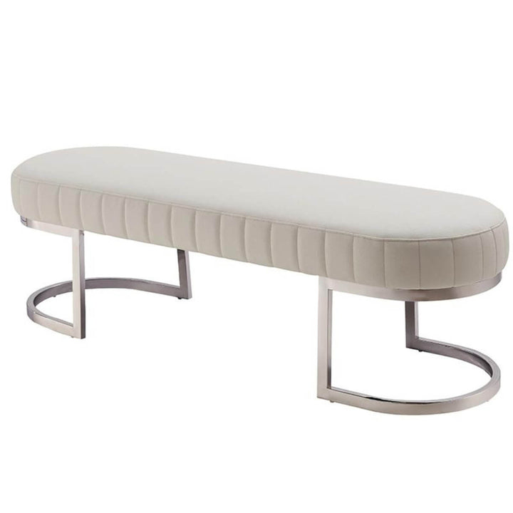 Elegant cotton linen bedroom bench featuring soft fabric upholstery and wooden legs, perfect for cozy and stylish bedroom settings