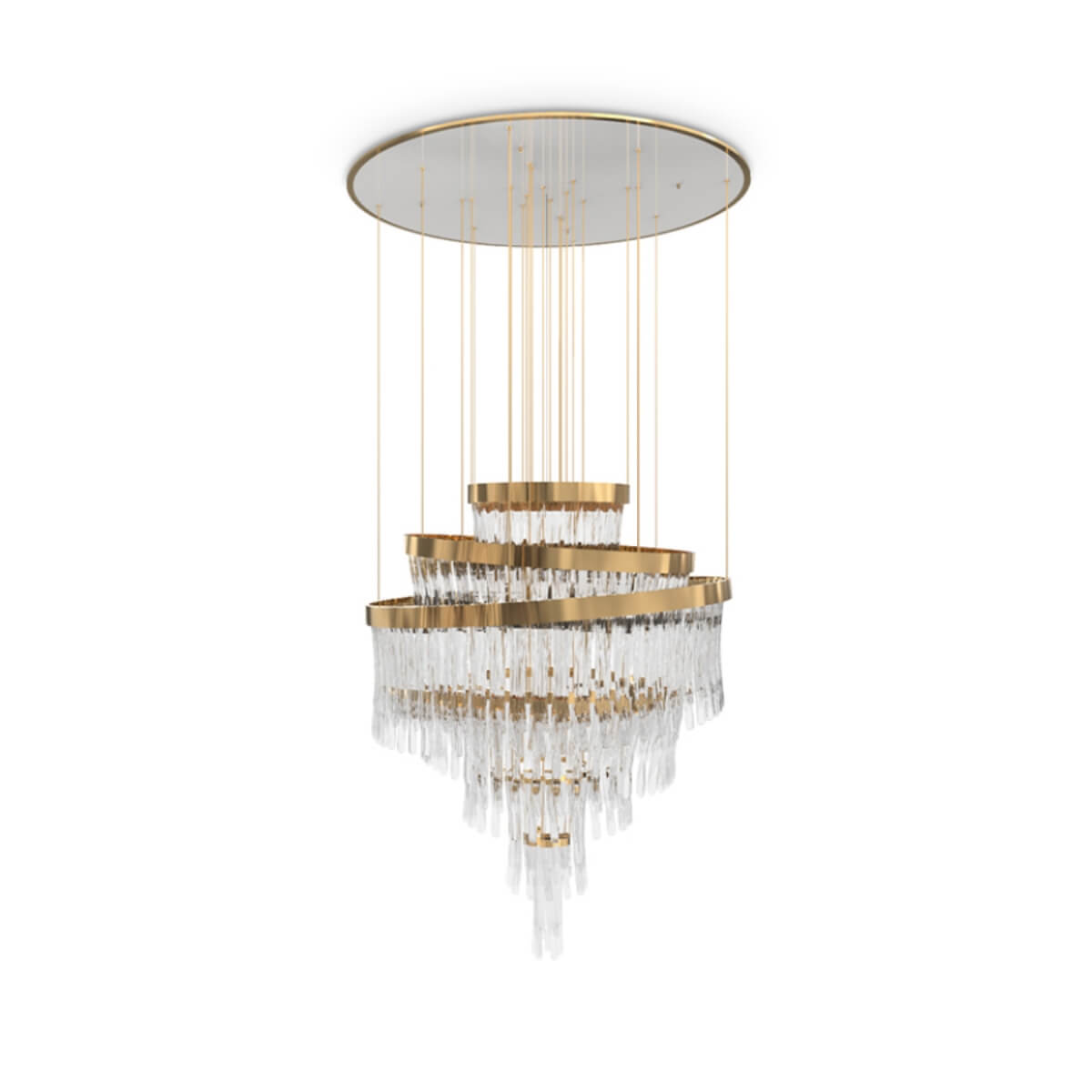 Luminous Gold LED Metal and Crystal Chandelier Light (Custom Made)