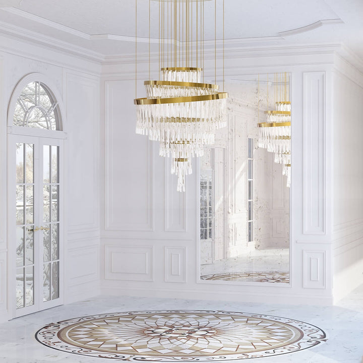 Elegant Interior Luminous Gold LED Metal Crystal Chandelier – Modern Luxurious Lighting Fixture