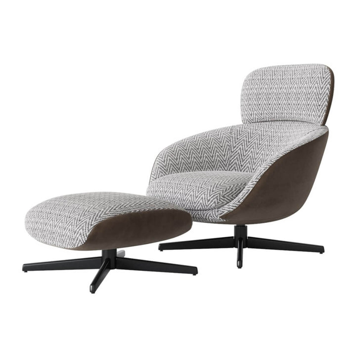 Top angle view of Elite Comfort swivel chair highlighting cushioned seat and modern lounge design