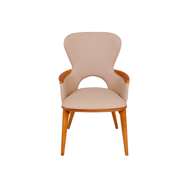 Elmora custom solid wood dining chair – handcrafted with natural wood finish for elegant and durable dining seating.