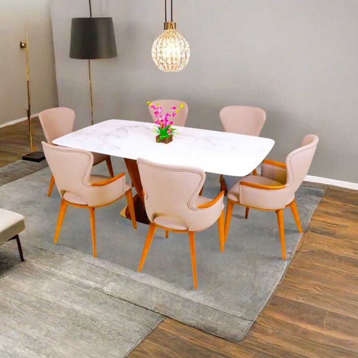 Elmora custom solid wood dining chair around dining table – elegant handcrafted seating with rich wood finish and comfortable design