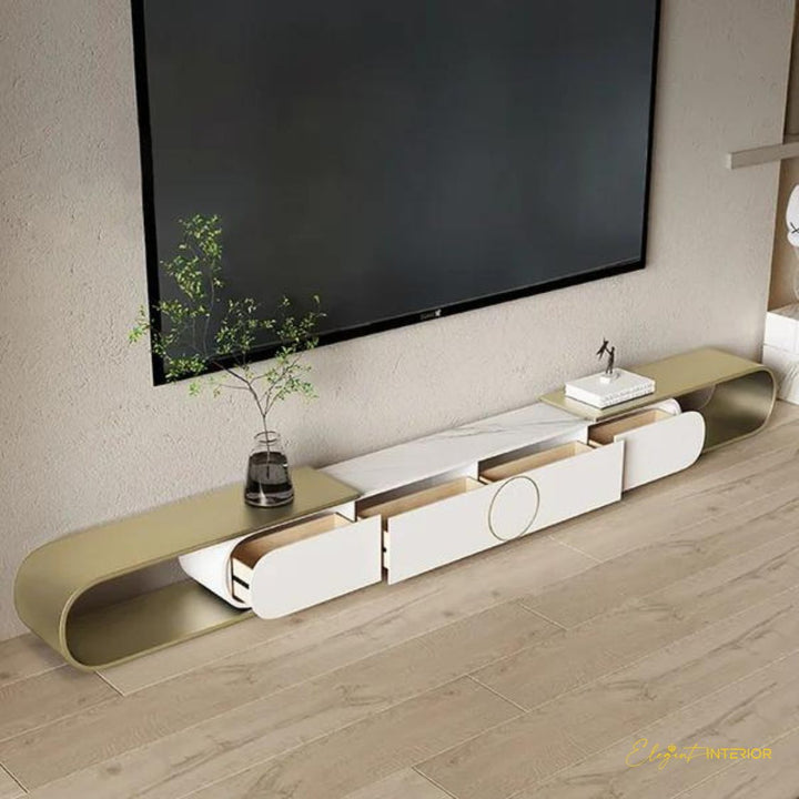 Side view of Elomina extendable TV unit in elegant Australian interior with modern desig