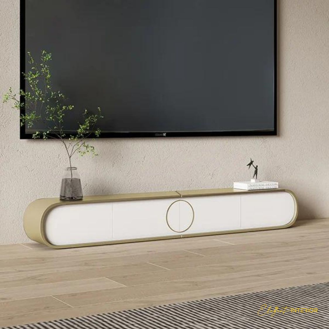 Elomina extendable TV unit retracted to compact size in elegant Australian interior design
