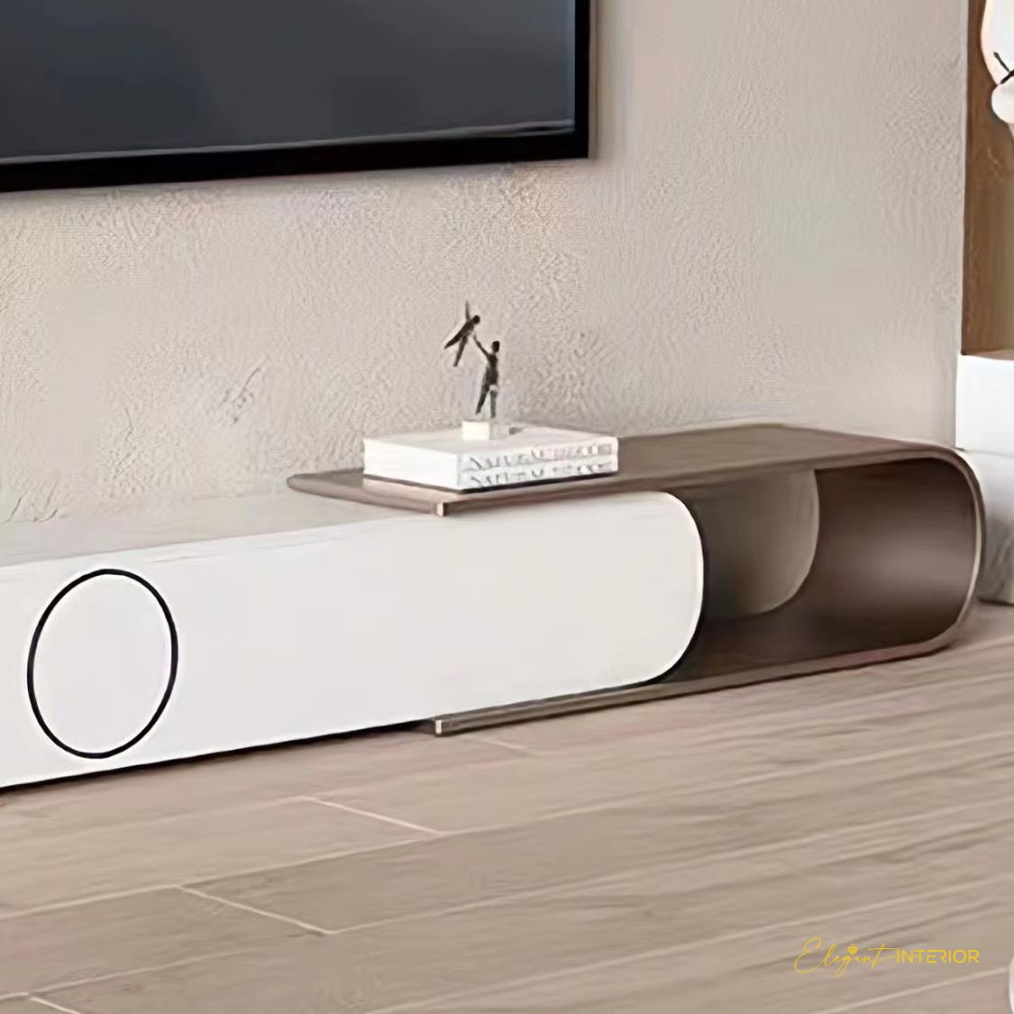 Right side view of Elomina extendable TV unit in elegant Australian interior with modern design