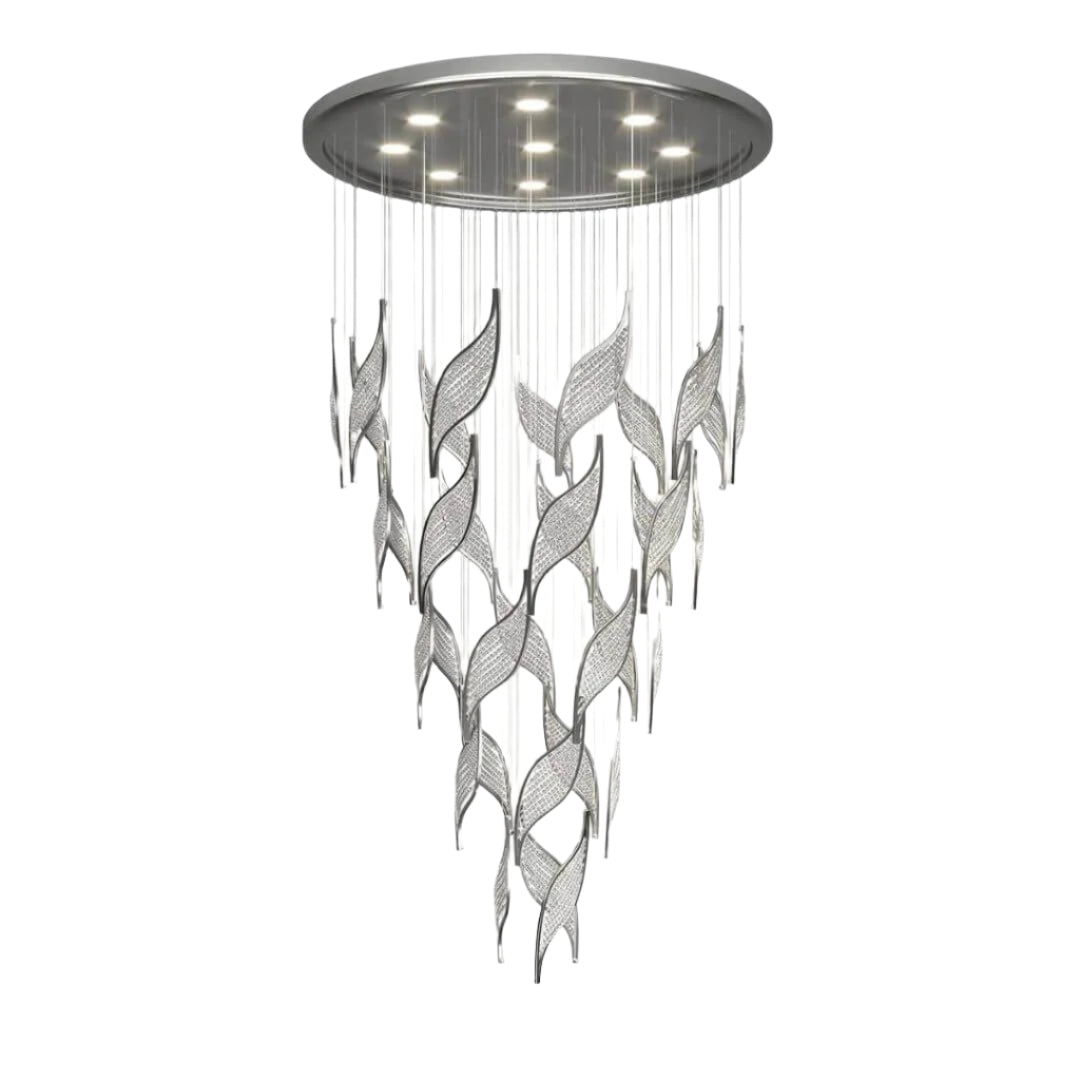 Emanate Glass V-Shaped Chandelier Light Turned On – Modern Elegant Ceiling Lighting Fixture