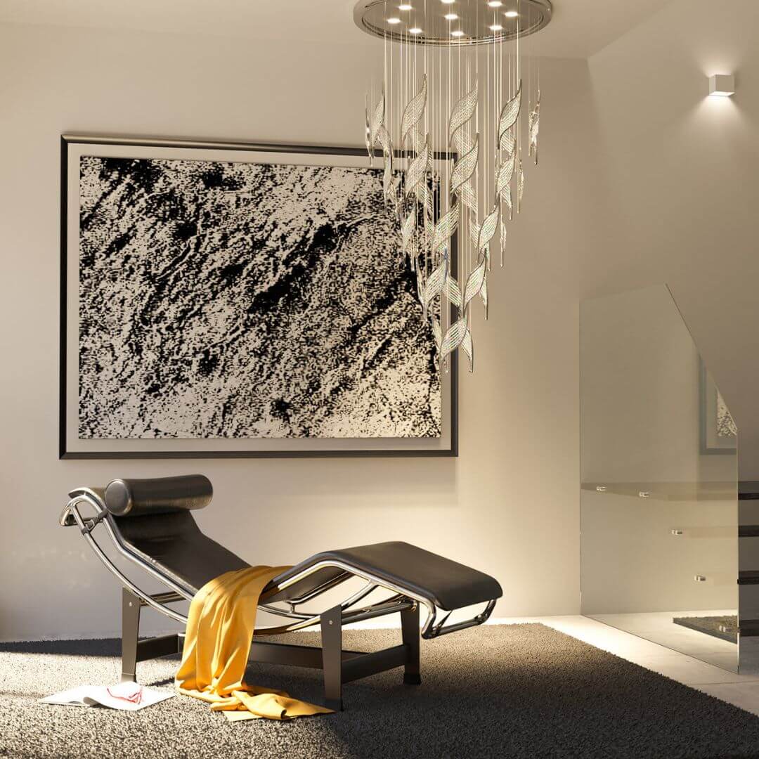 Emanate Glass Chandelier Light Hanging in Living Room – Modern Elegant Ceiling Lighting